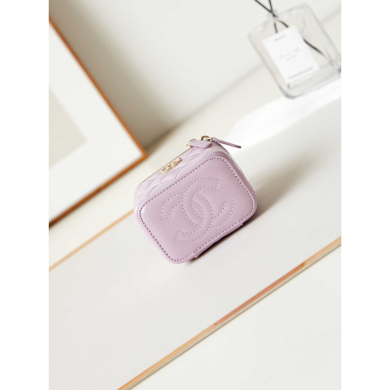 Ch*el mini make-up case bag in pink