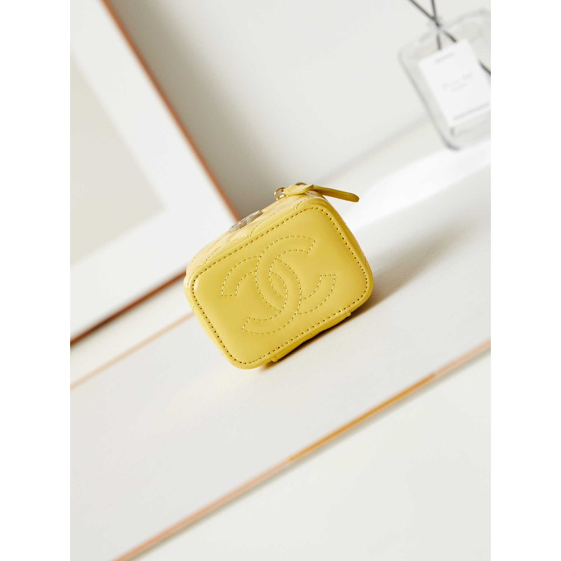 Ch*el mini make-up case bag in yellow