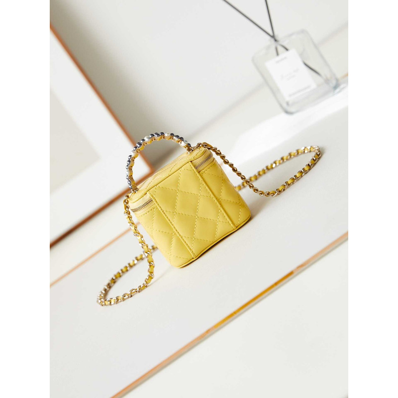 Ch*el mini make-up case bag in yellow