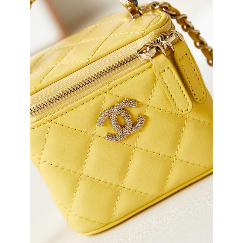 Ch*el mini make-up case bag in yellow