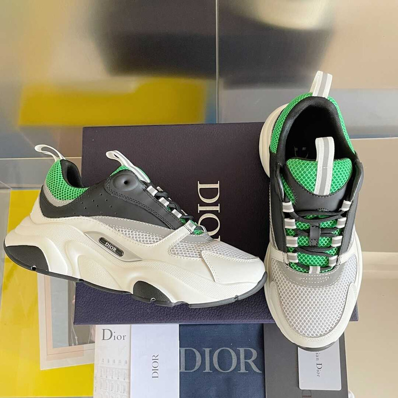 D*or leather b22 sneakers in green and white