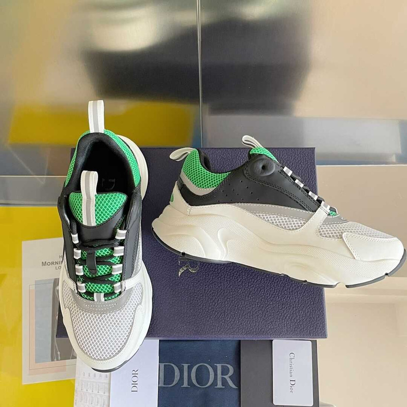 D*or leather b22 sneakers in green and white