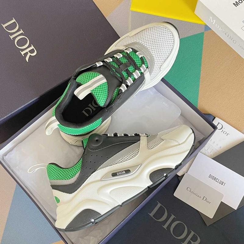 D*or leather b22 sneakers in green and white