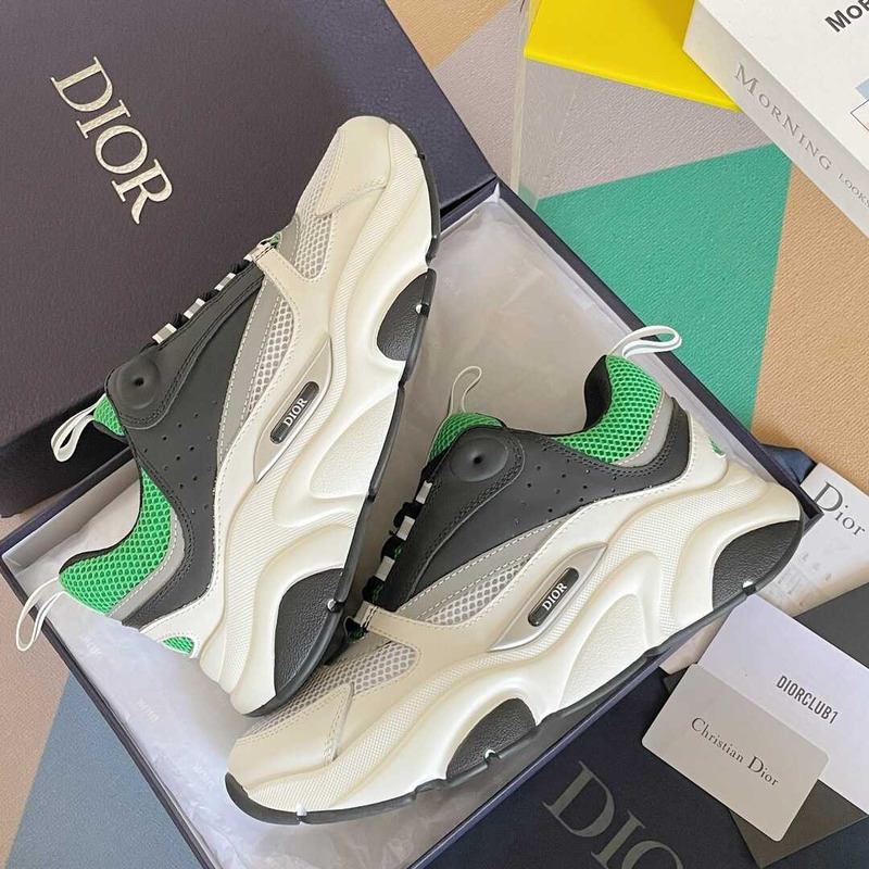 D*or leather b22 sneakers in green and white