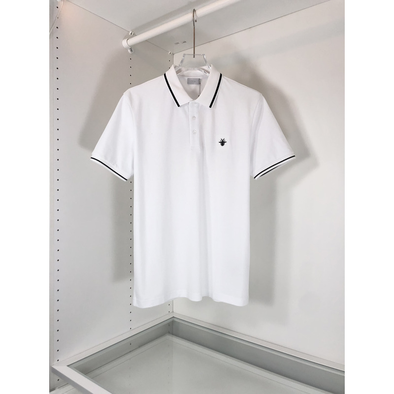 D*or polo shirt with bee embroidery cotton piqué white