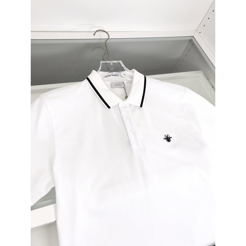 D*or polo shirt with bee embroidery cotton piqué white