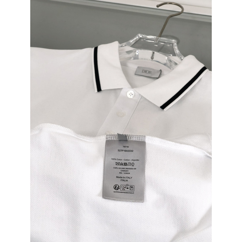 D*or polo shirt with bee embroidery cotton piqué white