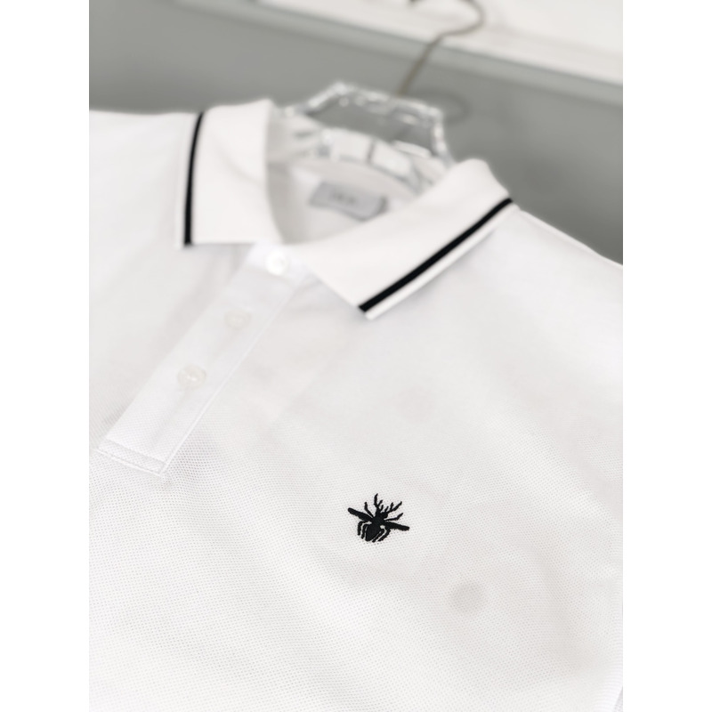 D*or polo shirt with bee embroidery cotton piqué white