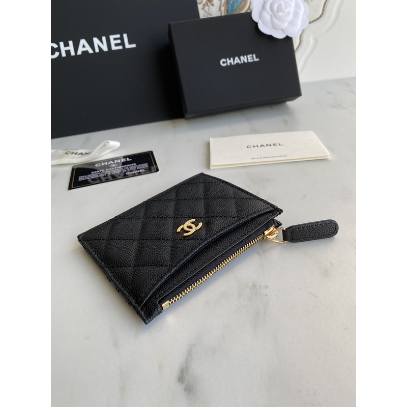 Ch*el card holder quilted diamond lambskin black