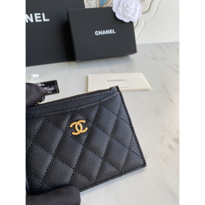 Ch*el card holder quilted diamond lambskin black