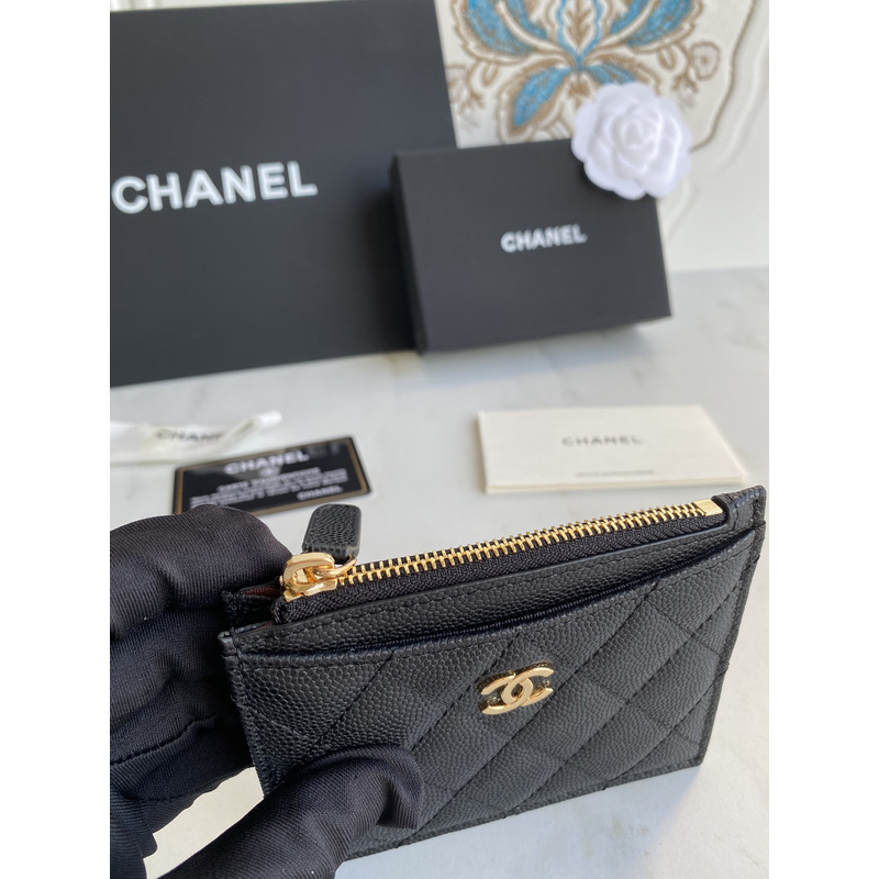 Ch*el card holder quilted diamond lambskin black