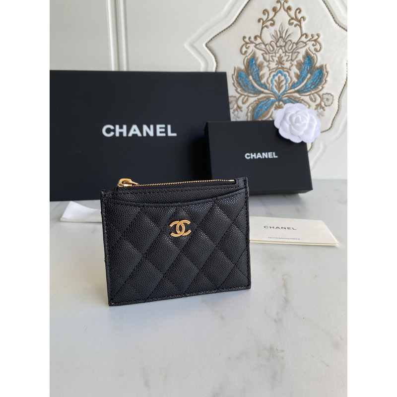 Ch*el card holder quilted diamond lambskin black