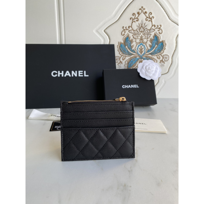 Ch*el card holder quilted diamond lambskin black