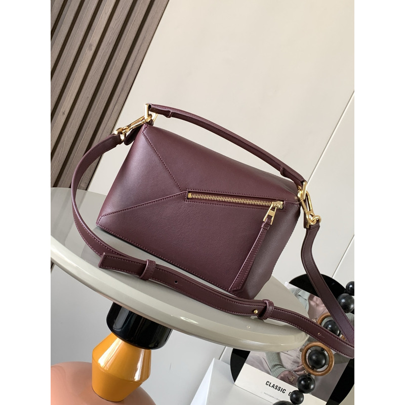 Loewe Puzzle Small Bag In Wine Calfskin