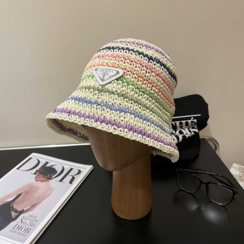 Pra*a woven fabric bucket hat in  multicolor