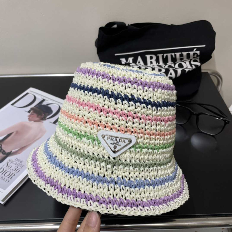 Pra*a woven fabric bucket hat in  multicolor