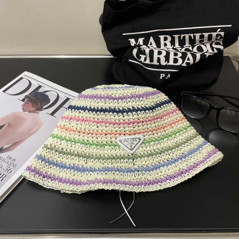 Pra*a woven fabric bucket hat in  multicolor