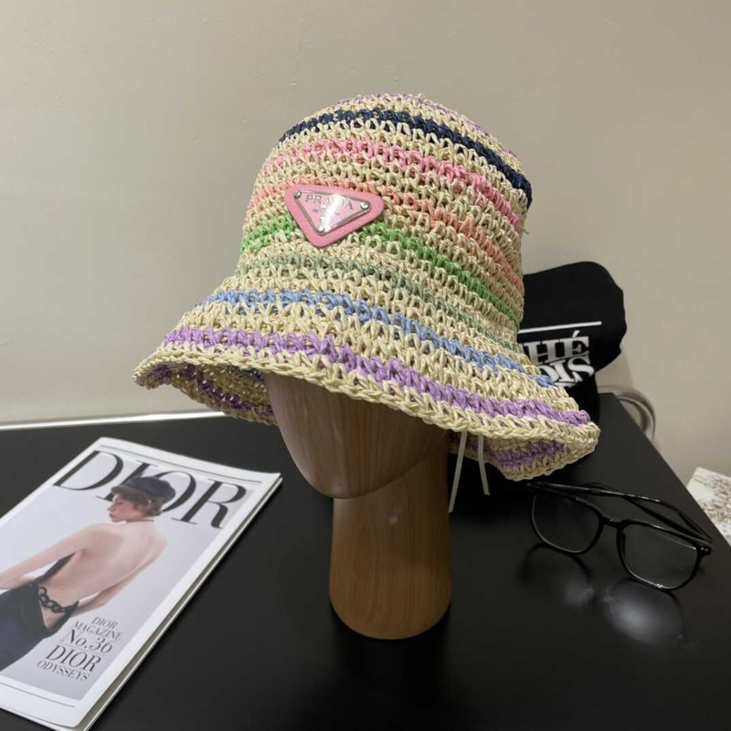 Pra*a woven fabric bucket hat in  multicolor