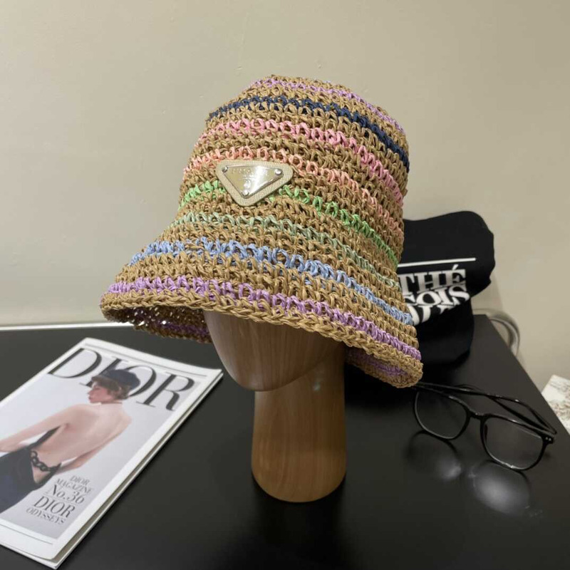 Pra*a woven fabric bucket hat in  multicolor