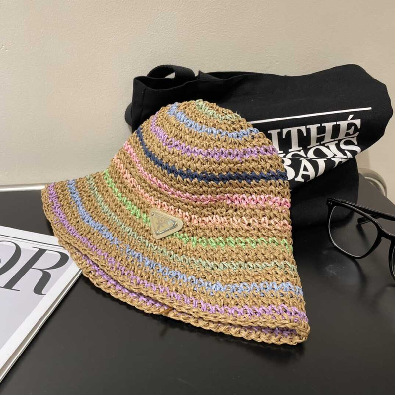 Pra*a woven fabric bucket hat in  multicolor