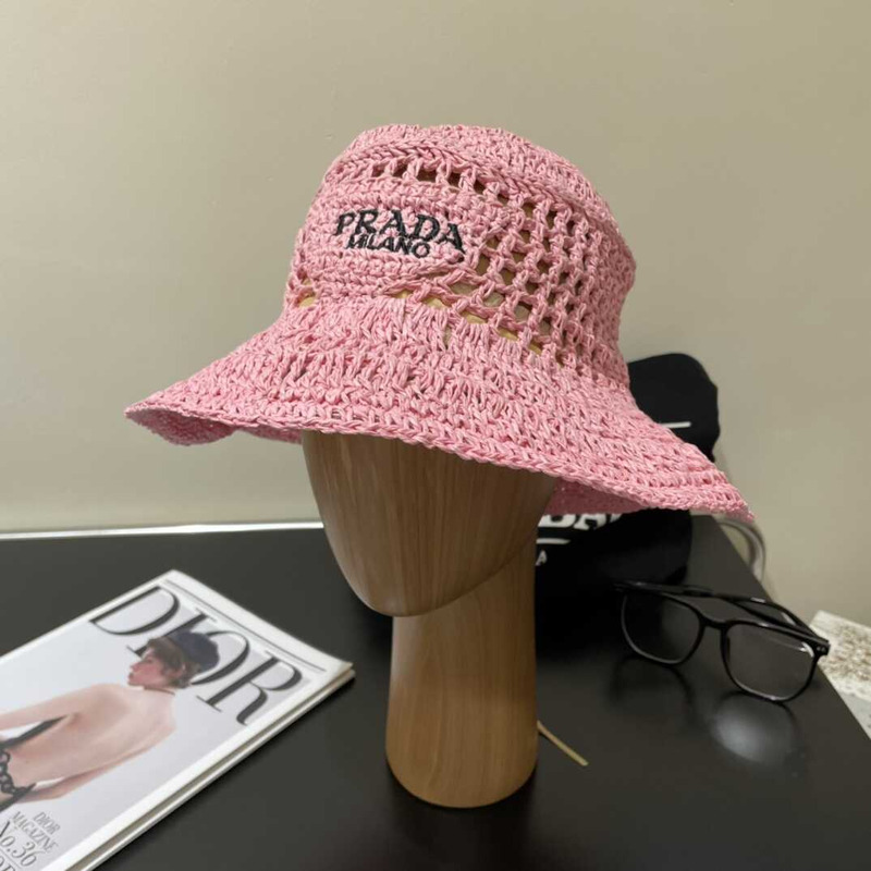 Pra*a woven fabric bucket hat in pink