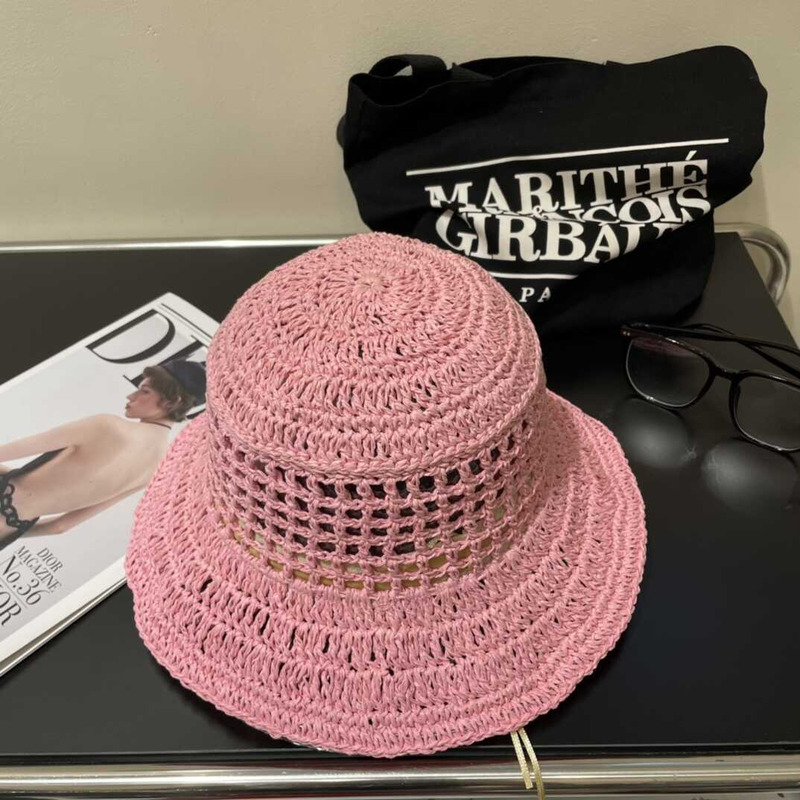 Pra*a woven fabric bucket hat in pink