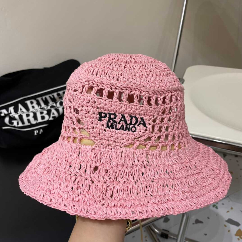 Pra*a woven fabric bucket hat in pink