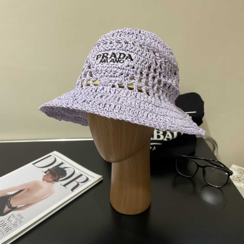 Pra*a woven fabric bucket hat in purple