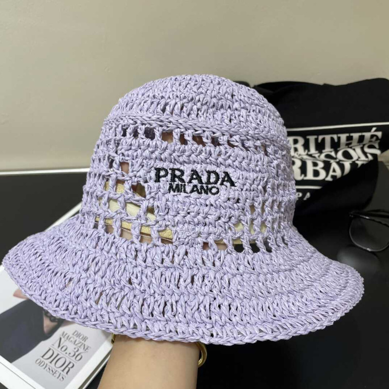 Pra*a woven fabric bucket hat in purple