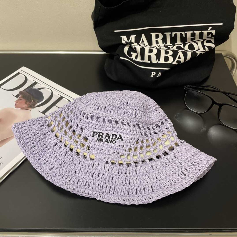 Pra*a woven fabric bucket hat in purple