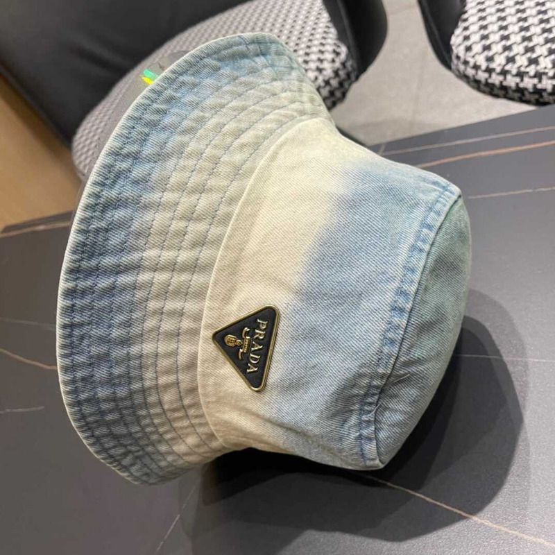 Pra*a denim bucket hat white and light blue