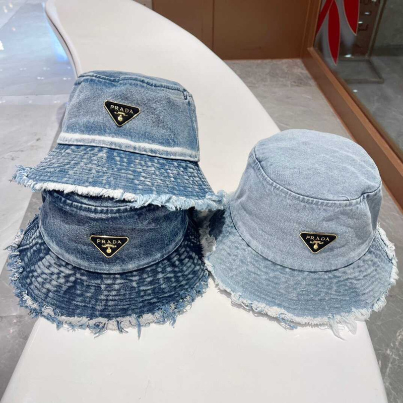 Pra*a denim bucket bag light blue