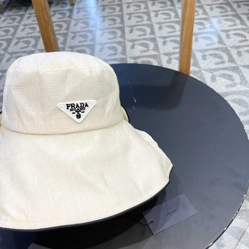 Pra*a bucket hat with bowknot white