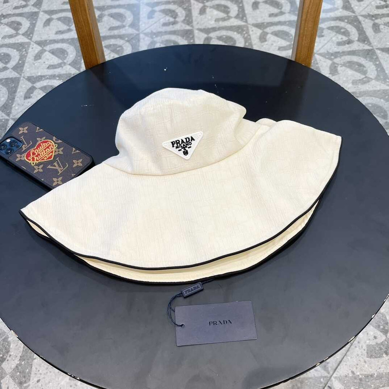 Pra*a bucket hat with bowknot white