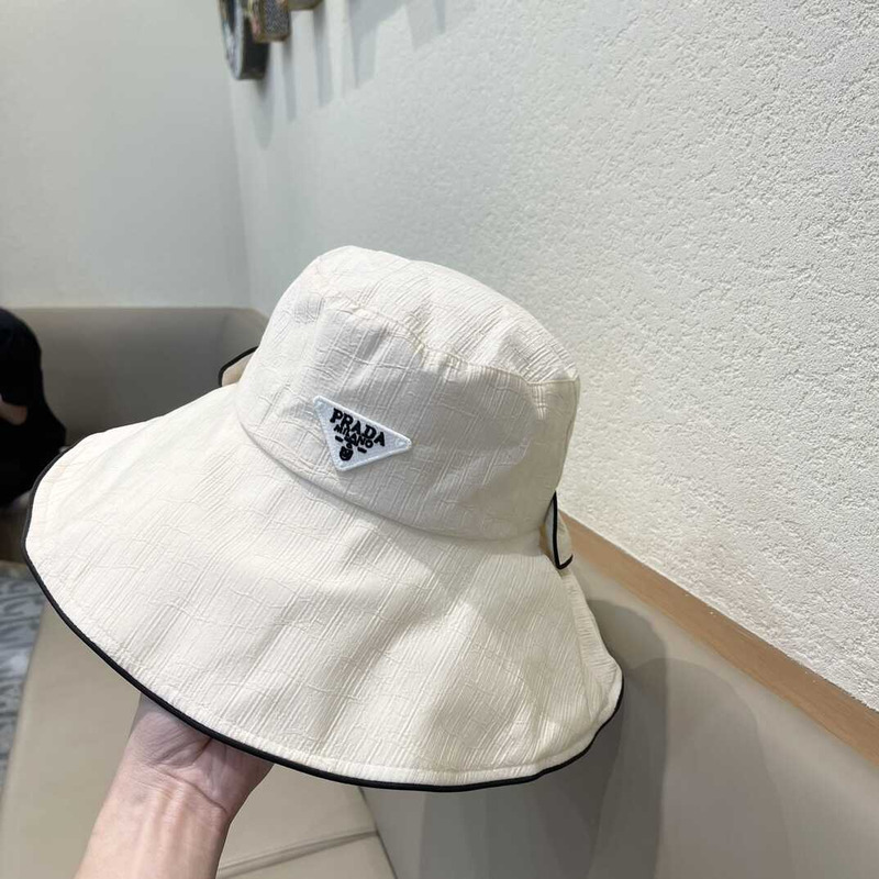 Pra*a bucket hat with bowknot white