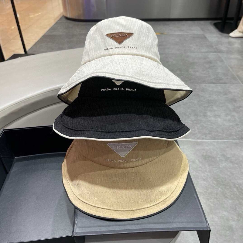 Pra*a bucket hat with bowknot white