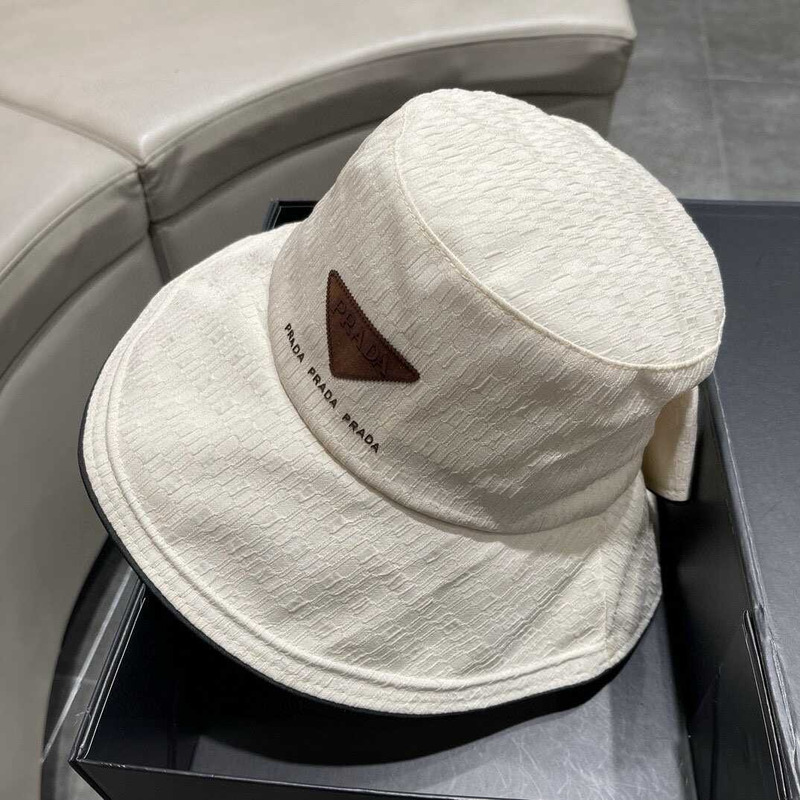 Pra*a bucket hat with bowknot white