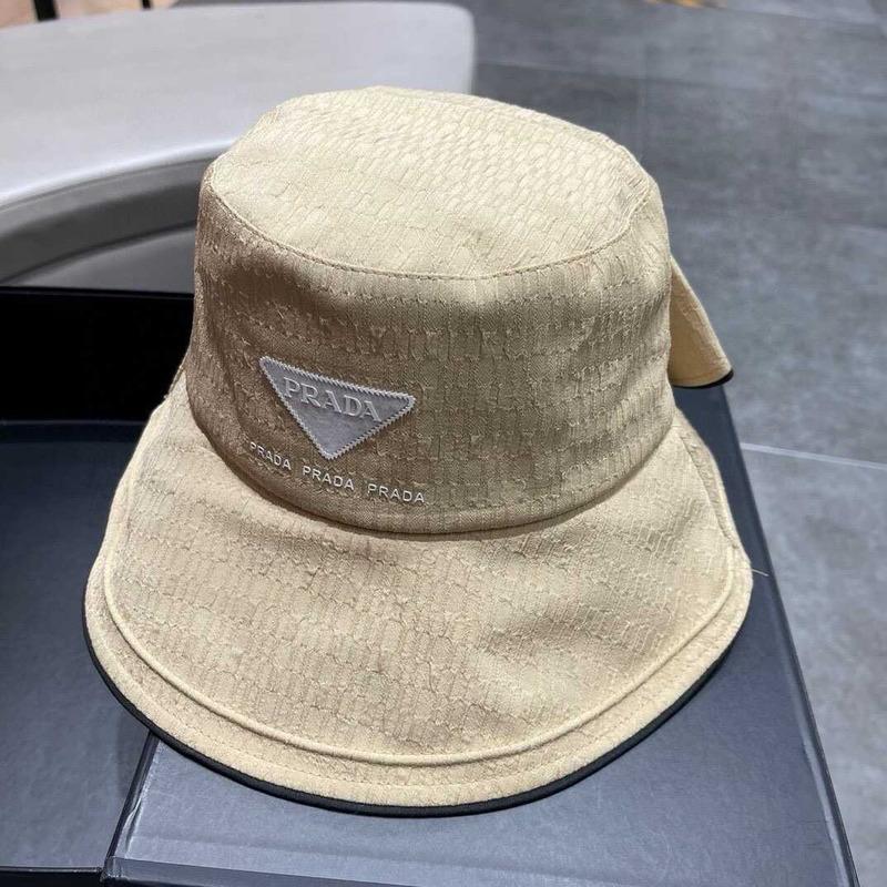 Pra*a bucket hat with bowknot beige