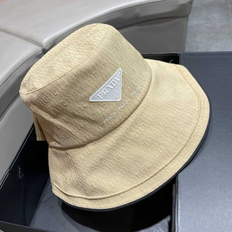 Pra*a bucket hat with bowknot beige