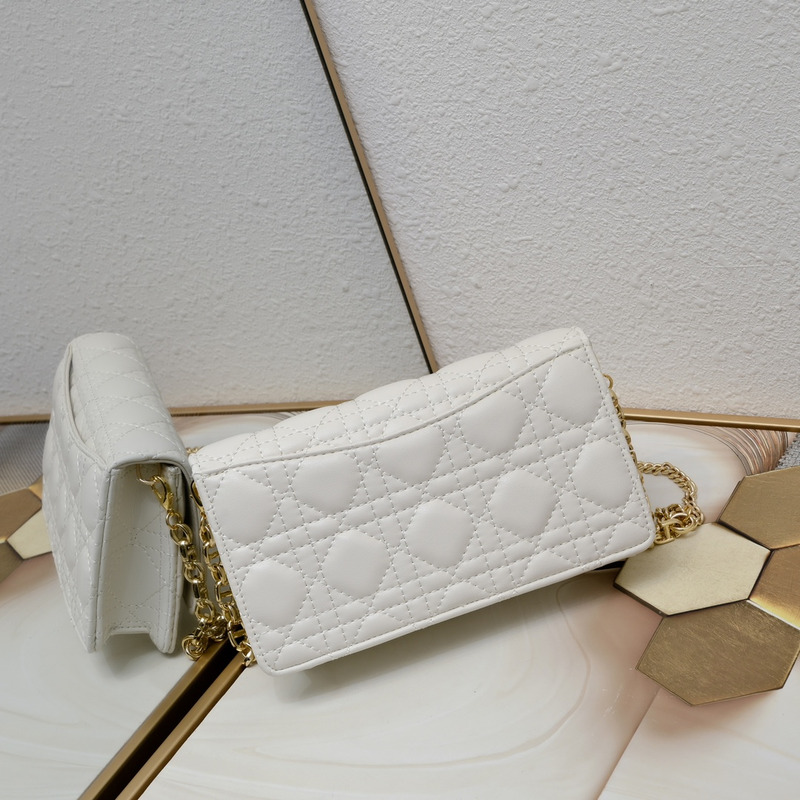 D*or caro clutch bag cream soft cowhide rattan checkered