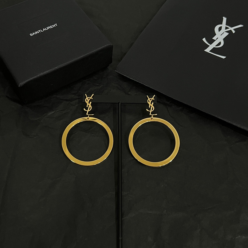 Saint Laurent Cassander Pendant Hoop Earrings In Metal