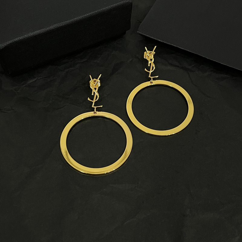 Saint Laurent Cassander Pendant Hoop Earrings In Metal