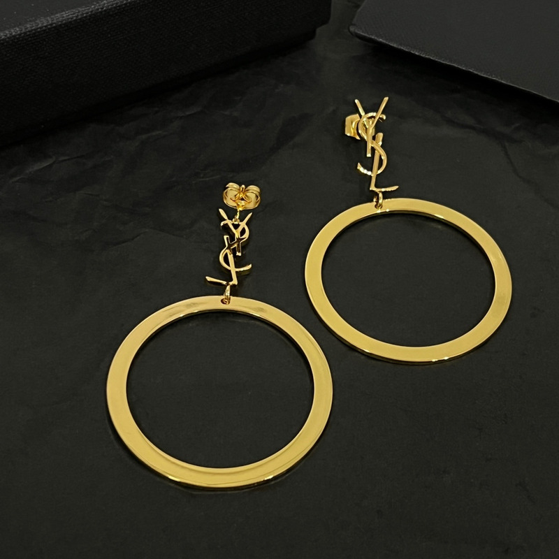 Saint Laurent Cassander Pendant Hoop Earrings In Metal