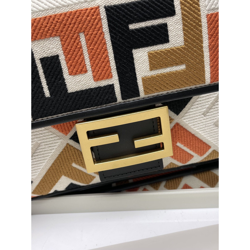 F**di baguette colorblocked canvas bag with ff embroidery bag