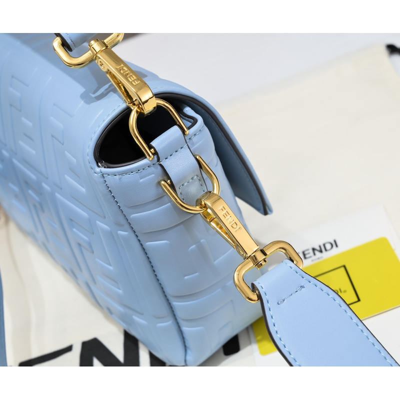 F**di baguette leather light blue bag