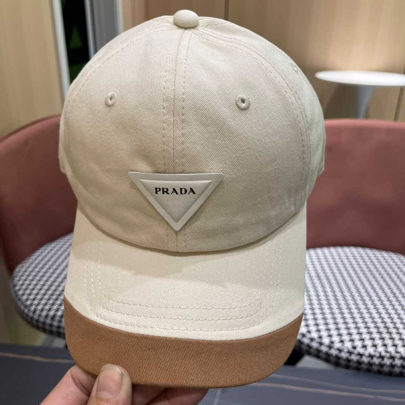 Pra*a  re-nylon baseball cap in white and brown