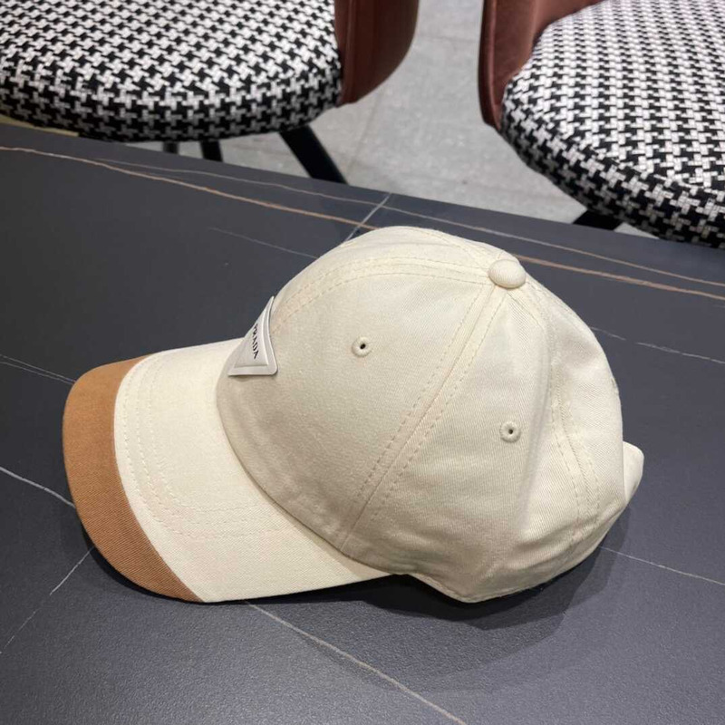 Pra*a  re-nylon baseball cap in white and brown