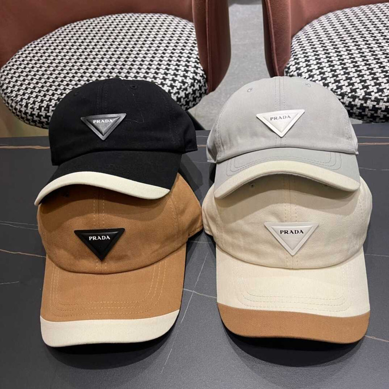 Pra*a  re-nylon baseball cap in white and brown