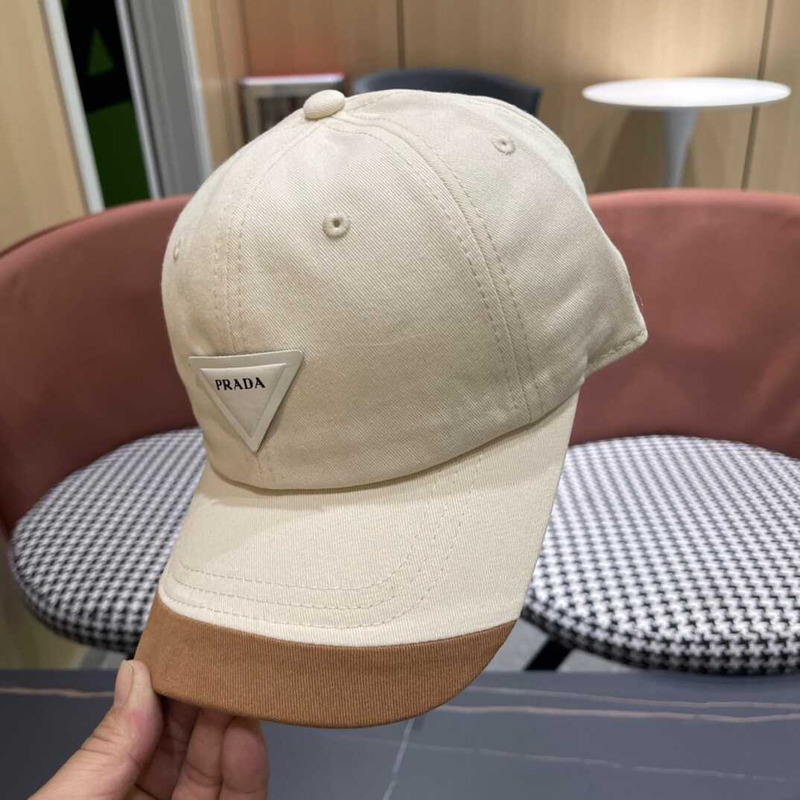 Pra*a  re-nylon baseball cap in white and brown