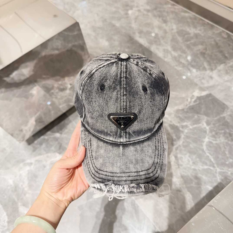 Pra*a denim baseball cap in grey